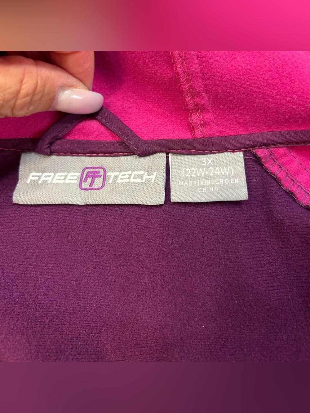 Free Tech Hooded Magenta Softshell Water Resistant Jacket with Zip Chest Pocket - Picture 6 of 6